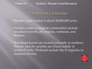 Section 1  Florida's Land Resources Chapter 15 The Natural Landscape ,[object Object]