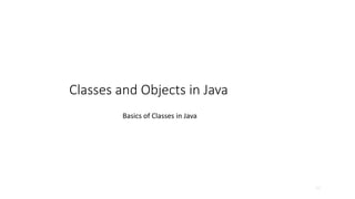 Classes and Objects in Java
46
Basics of Classes in Java
 