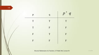Logical Discrete Math Propositional Logic in discrete mathematics | PPTX
