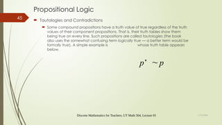 Propositional Logic in discrete mathematics | PPTX