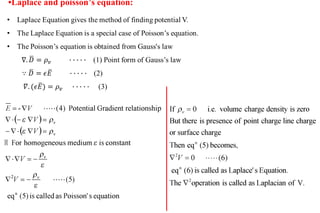 •Laplace and poisson’s equation:
 