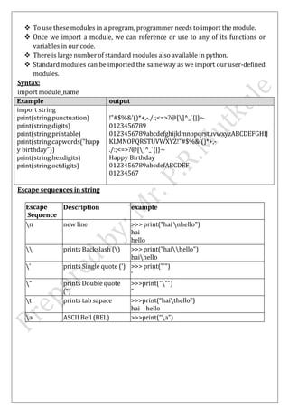 ESIT135 Problem Solving Using Python Notes of Unit-2 and Unit-3 | PDF