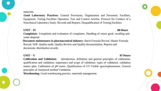 PHARMACEUTICAL QUALITY ASSURANCE _UNIT 3 Quality Control | PPTX