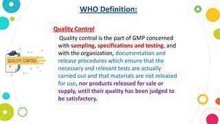 PHARMACEUTICAL QUALITY ASSURANCE _UNIT 3 Quality Control | PPTX