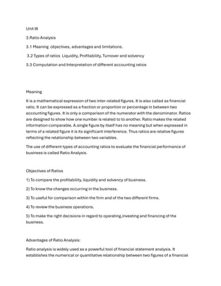 Unit 3 Ratio Analysis.pdf xdvdssdfsdfsd sdf | PDF
