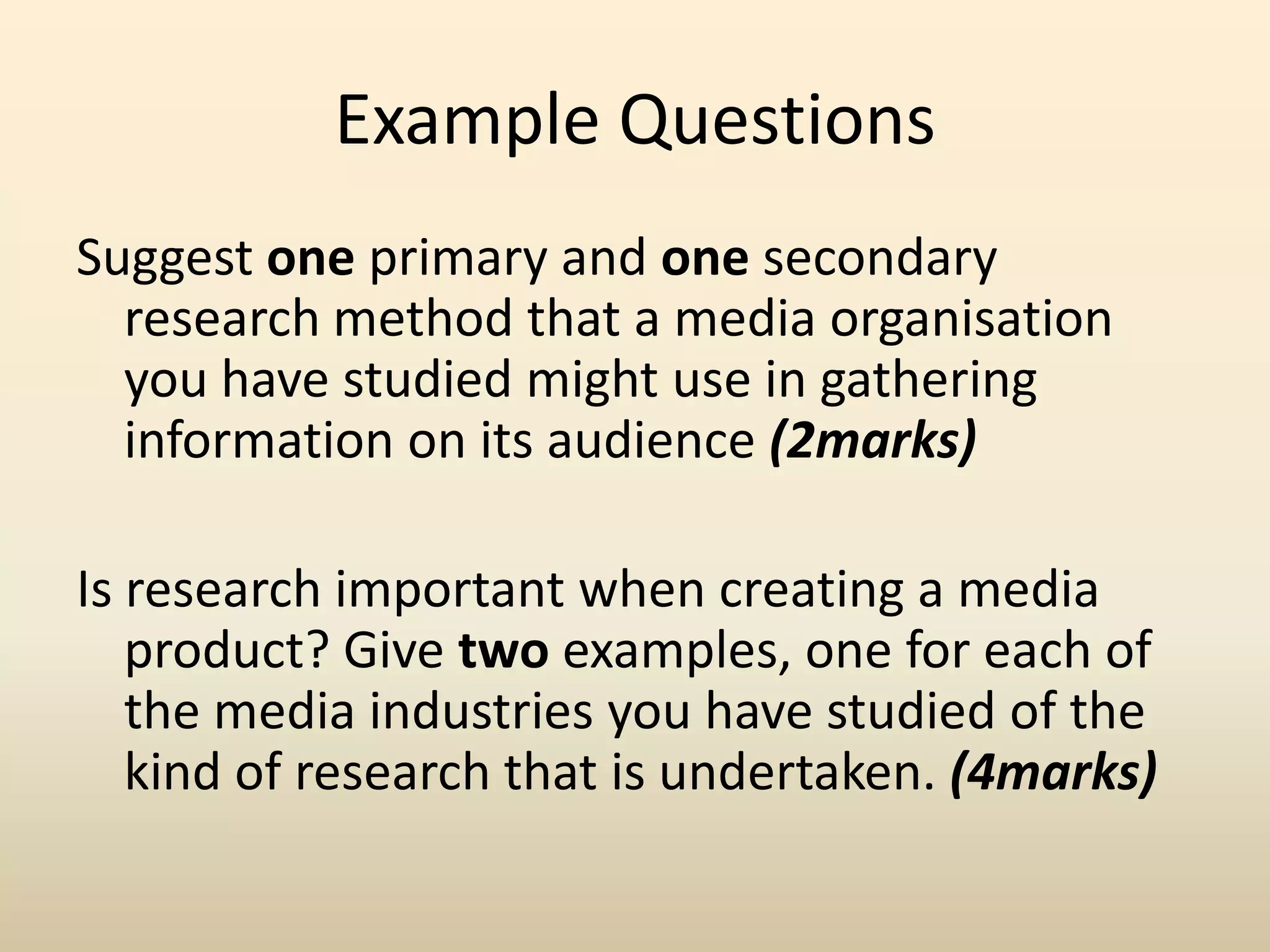Audiences and Media ProductsThis is about: