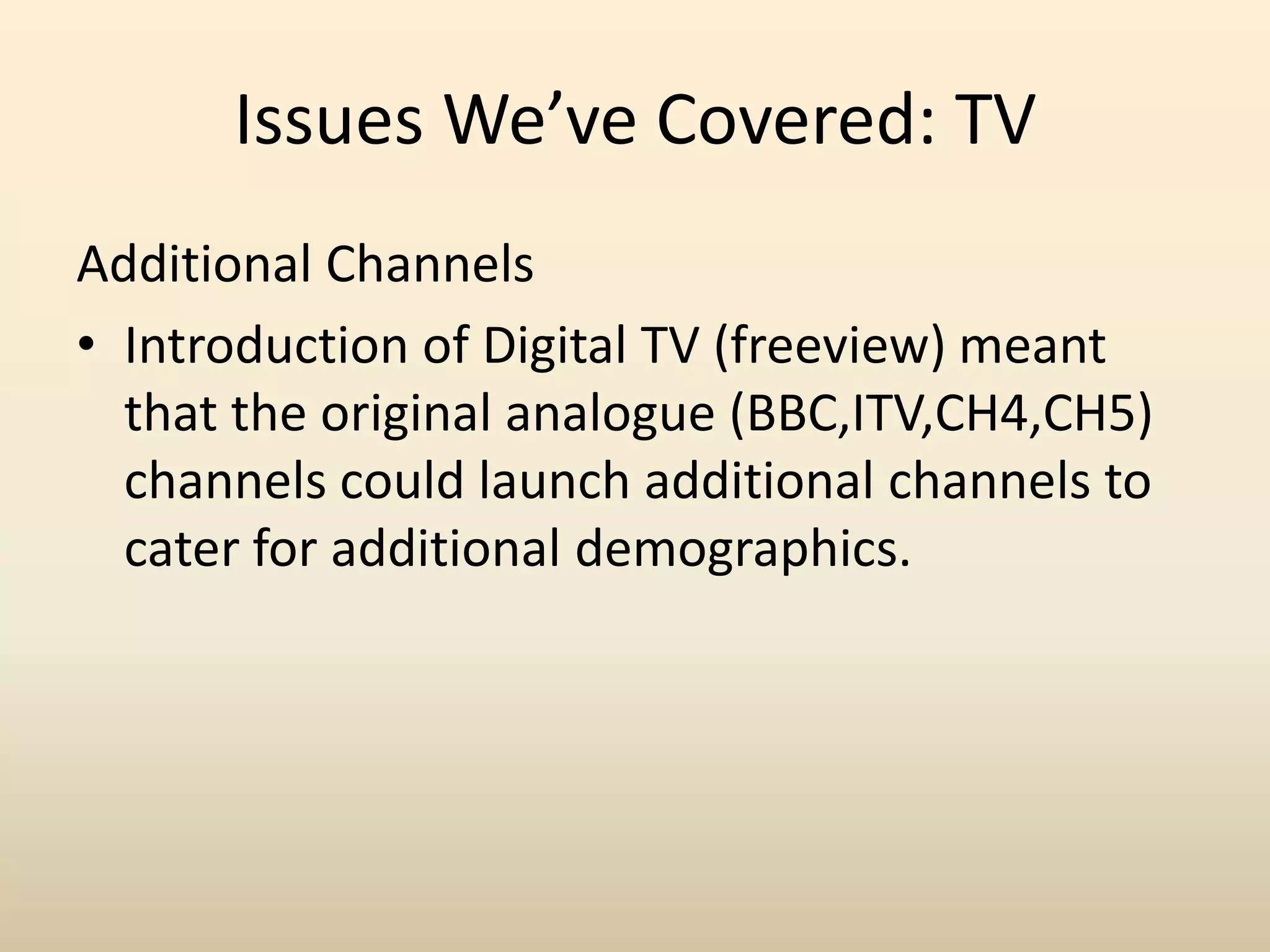 Presenters/content/scheduling