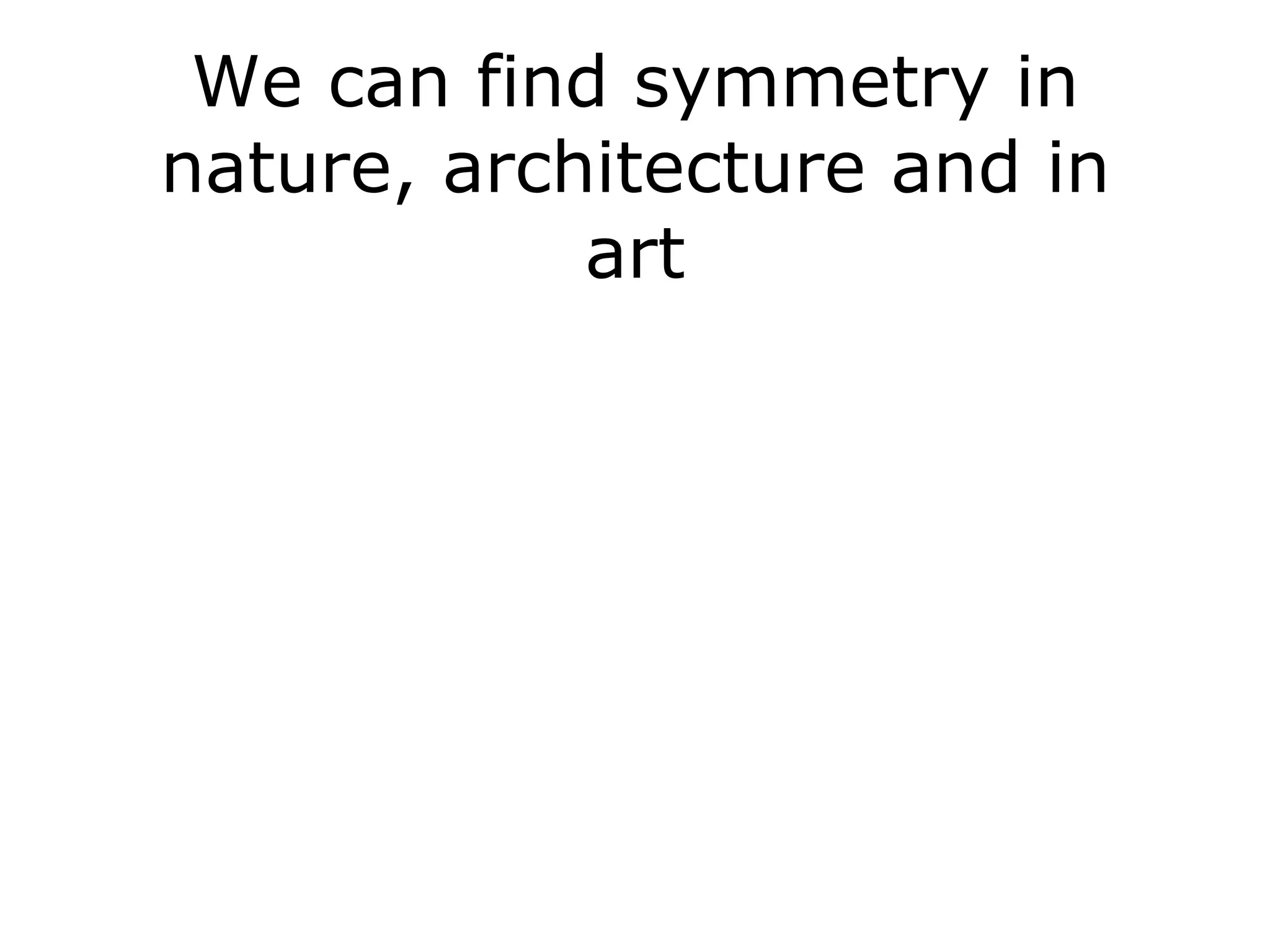 We can find symmetry in nature, architecture and in art 