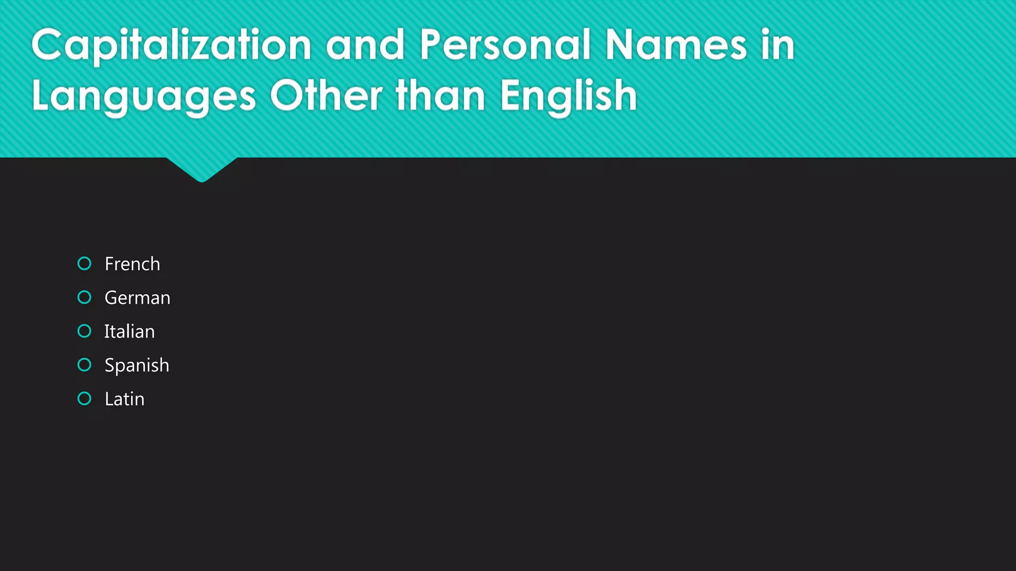  French
German
Italian
Spanish
Latin