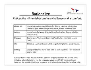 Rationalize
!"#$%"&'()!"!#$%&'()*%+!,-'!.&!-!,*-//&'0&!-'(!-!,1231$45!
6*-$-,4&$!! 7&''%&!%)!)12&82&)!-!,*-//&'0&!31$!9&1$0&!:!0&;'0!%'41!4$1<./&5!!
7&''%&!%)!<+)&4!=*&'!9&1$0&!>&//)!-4!*%2?!.<4!*&!-/)1!4$<)4)!*%25!!
@,81')! 7&''%&!*<$4)!6<$/>!-'(!(&3&'()!*%2)&/3!1'/>!=*&'!9&1$0&!4&//)!*%2!
4*-4!%4!%)!1A->5!
B%-/10<&! 9&1$0&!)->)?!CD*&E!'&F&$!.&&'!2-(G!H<)4!.&31$&!*&!)*114)!7&''%&!
IJKLM5!
N/14! O*&!)41$>!.&0%')!-'(!&'()!=%4*!9&1$0&!*&/+%'0!7&''%&!-F1%(!4$1<./&5!
P&;'0! 9&1$0&!-'(!7&''%&!21F&!3$12!3-$2!41!3-$2!410&4*&$5!!O*&>!-/)1!.<'A!
)%(&!.>!)%(&5!
Q)!4*%)!-!4*&2&R!!S&)5!!S1<!,1</(!T'(!-!/14!21$&!&F%(&',&!41!)*1=!4*%)!4*&2&?!&F&'!
%',/<(%'0!14*&$!,*-$-,4&$)5!!#1$!4*&!&))->!>1<!=1</(!'&&(!@!7UO!21$&!&F%(&',&V!
*1=&F&$?!4*&!+1%'4!%)?!4*&!4*&2&!%)!+$&)&'4!%'!-//!14*&$!&/&2&'4)!-'(!%)!4*&$&31$&!F-/%(5!
 