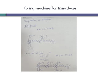 Turing machine for transducer
 