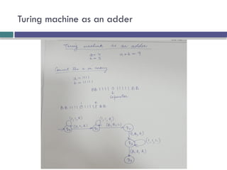 Turing machine as an adder
 