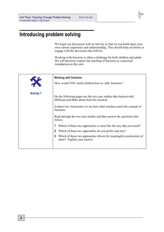 Ace Maths Unit Three: Teaching Through Problem Solving (word) | DOC