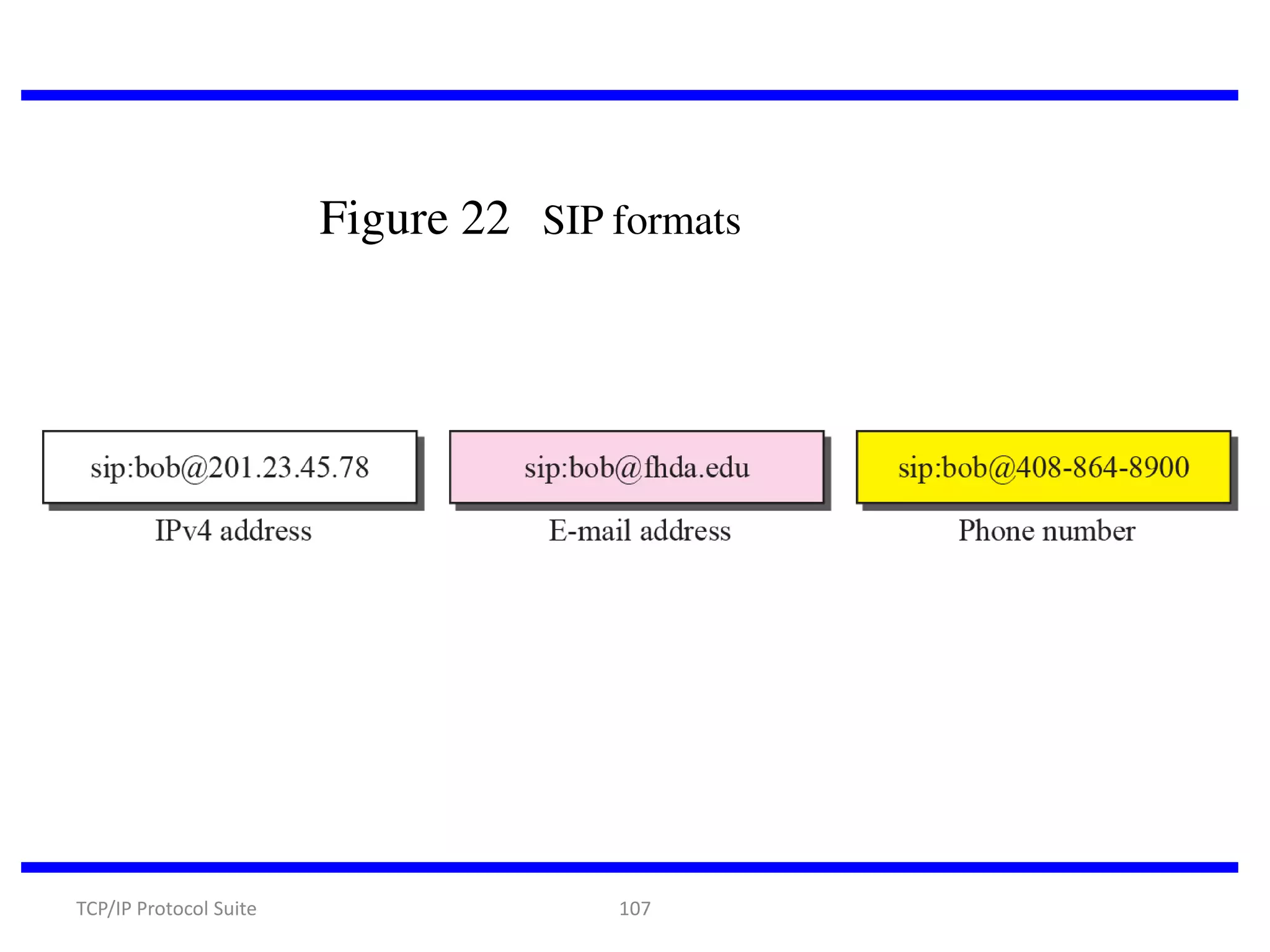 Figure 22 SIP formats

TCP/IP Protocol Suite

107

 