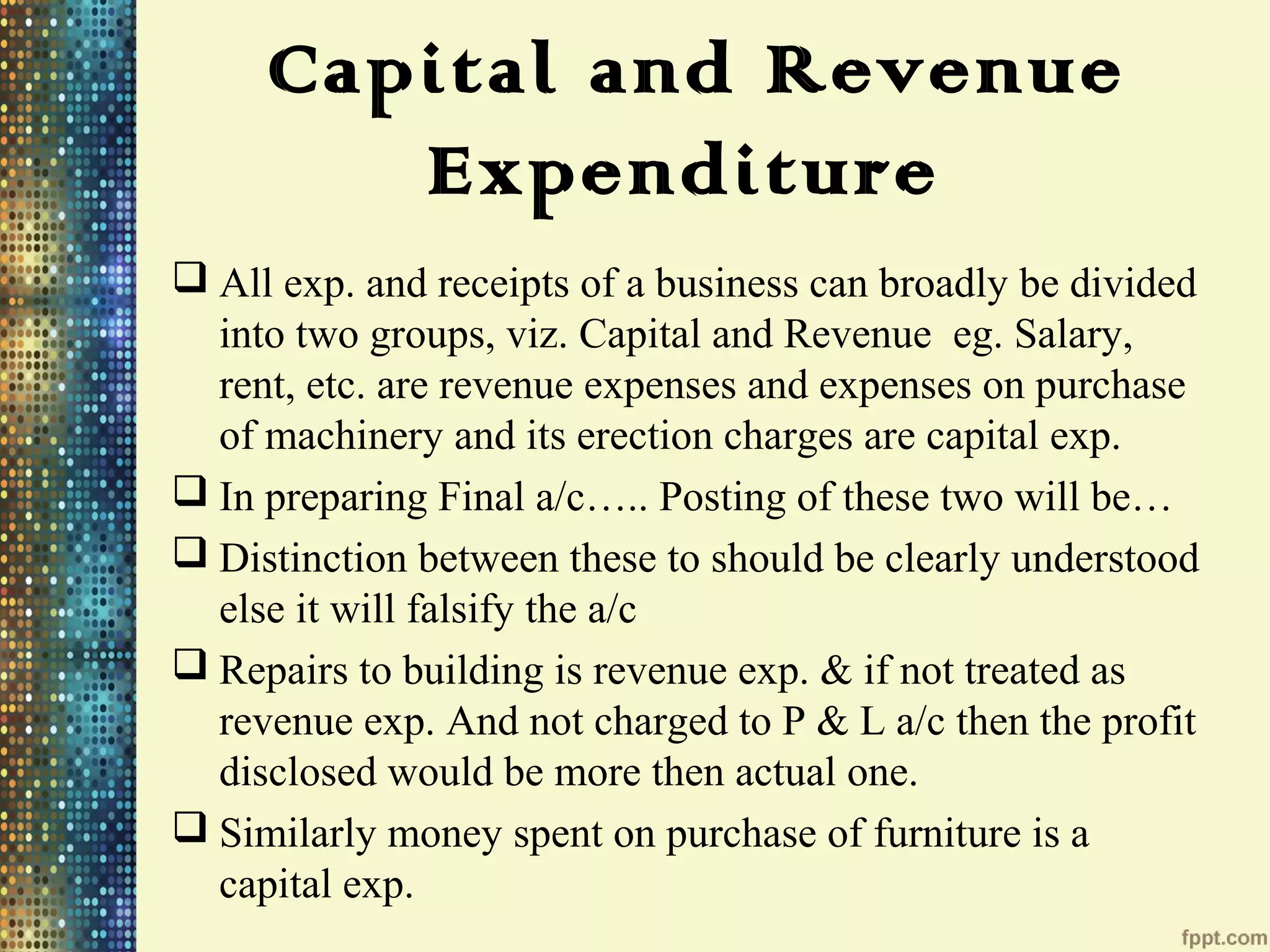 Unit 4 Capital and Revenue Expenditure | PPT