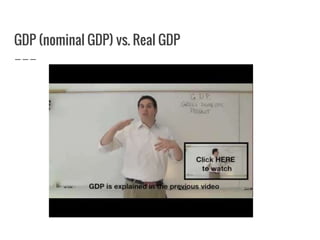 GDP (nominal GDP) vs. Real GDP
 
