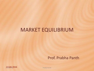 MARKET EQUILIBRIUM
Prof. Prabha Panth
17-04-201617/04/2016 Prabha Panth
 