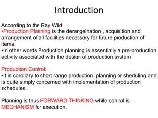 Production Planning And Control | PPTX
