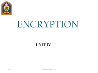 ENCRYPTION
UNIT-IV
1/9/17 ABHISHEK SRIVASTAVA (CSE)
 