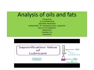Fat Analysis Methods Analysis of oils and fats | PPTX