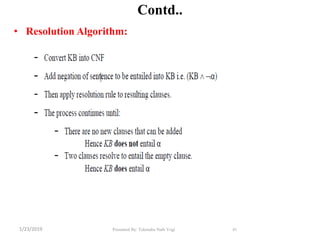 Contd..
• Resolution Algorithm:
41Presented By: Tekendra Nath Yogi1/23/2019
 