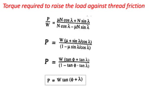 Unit 4 Design of Power Screw and Screw Jack | PDF