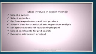 optimization techniques in pharmaceutical product development | PPTX