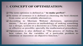 optimization techniques in pharmaceutical product development | PPTX