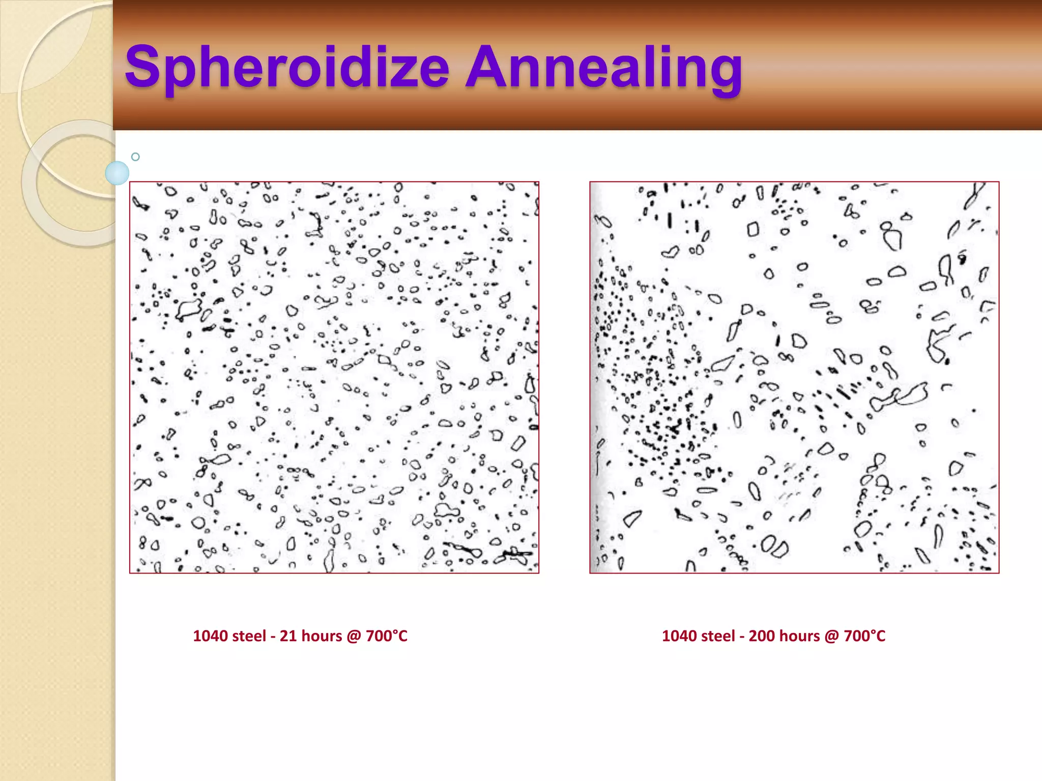 1040 steel - 21 hours @ 700°C 1040 steel - 200 hours @ 700°C
Spheroidize Annealing
 