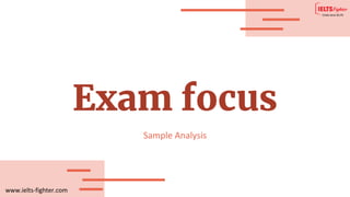 www.ielts-fighter.com
Exam focus
Sample Analysis
 