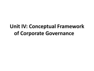 Unit IV: Conceptual Framework
of Corporate Governance
 