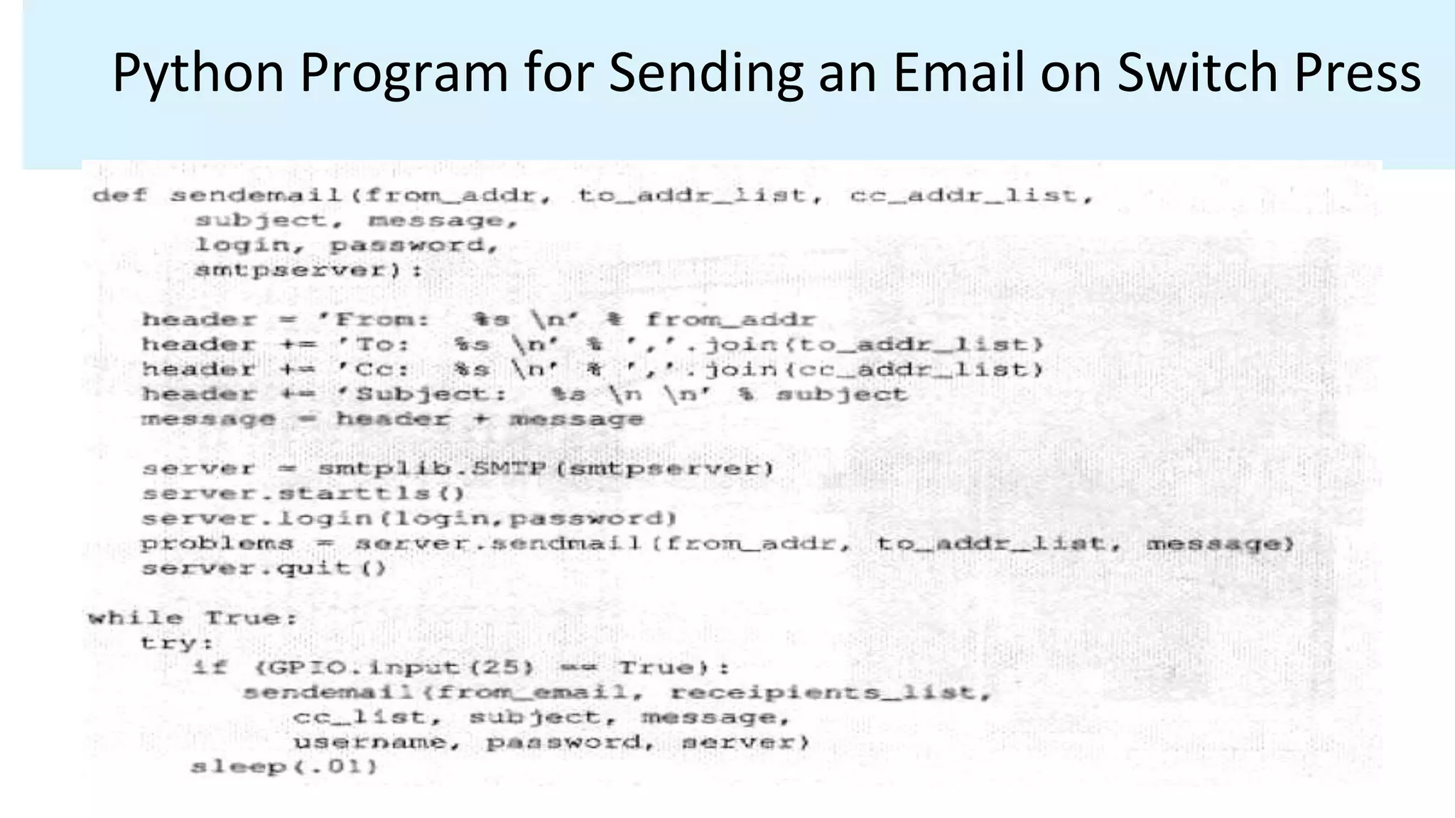 Python Program for Sending an Email on Switch Press
 