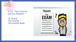 4.2.2- Test Scores
and its Analysis-
-Z-Score
-Percentile
-Percentile Rank
 