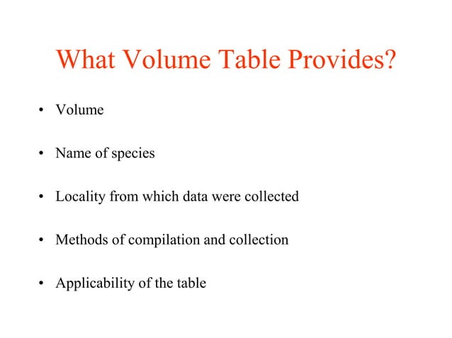 local volume table and general volume table preparation | PPT