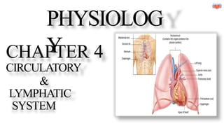 PHYSIOLOG
Y
CHAPTER 4
CIRCULATORY
&
LYMPHATIC
SYSTEM
 