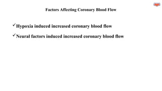 Factors Affecting Coronary Blood Flow
Hypoxia induced increased coronary blood flow
Neural factors induced increased coronary blood flow
 