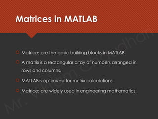 Comprehensive Introduction to MATLAB: Environment, Matrices, Functions ...
