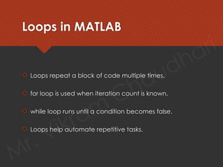 Matlab Loop Pattern Comprehensive Introduction to MATLAB: Environment, Matrices, Functions ...