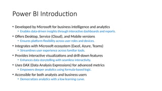Comprehensive Guide to Power BI for Data Visualization and Reporting | PPTX