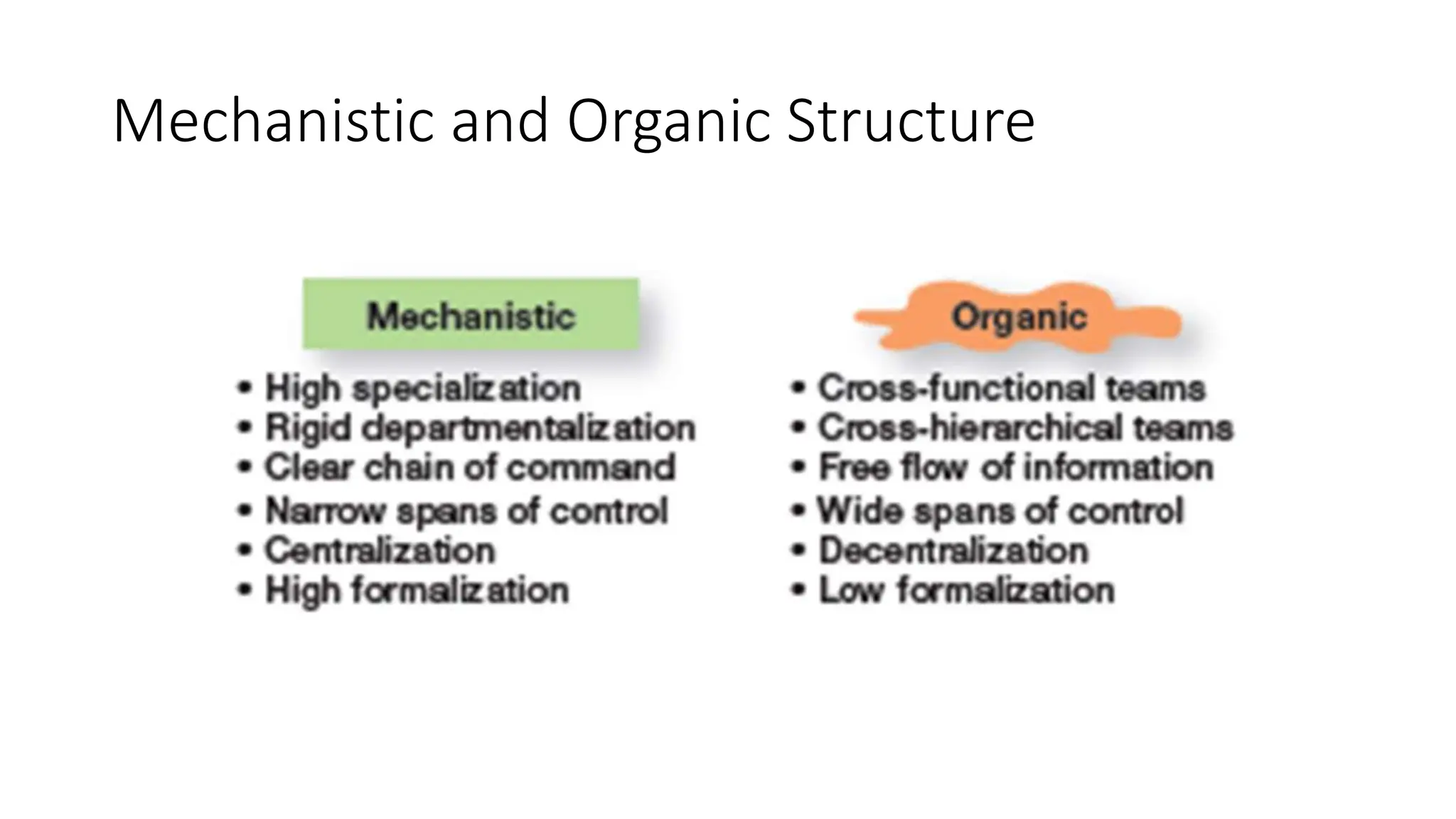 Mechanistic and Organic Structure
 