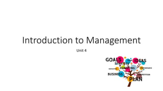 Introduction to Management
Unit 4
 