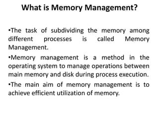 Unit 4-Memory Management - operating systems.pptx | Operating Systems ...