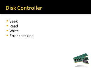  Seek
 Read
 Write
 Error checking
 