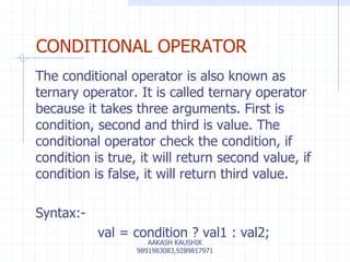 c++ programming Unit 4 operators | PPTX