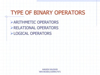 c++ programming Unit 4 operators | PPT