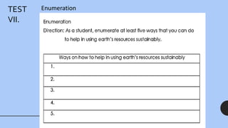TEST
VII.
Enumeration
 