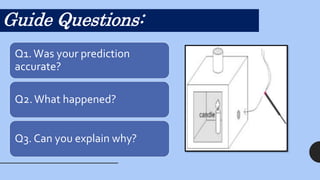 Guide Questions:
Q1.Was your prediction
accurate?
Q2.What happened?
Q3. Can you explain why?
 