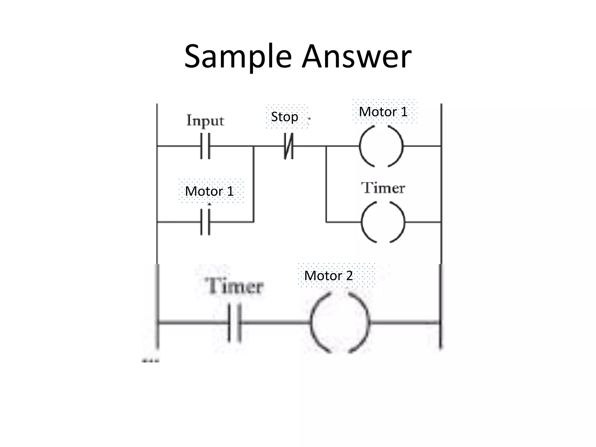 Sample Answer
Stop Motor 1
Motor 2
Motor 1
 