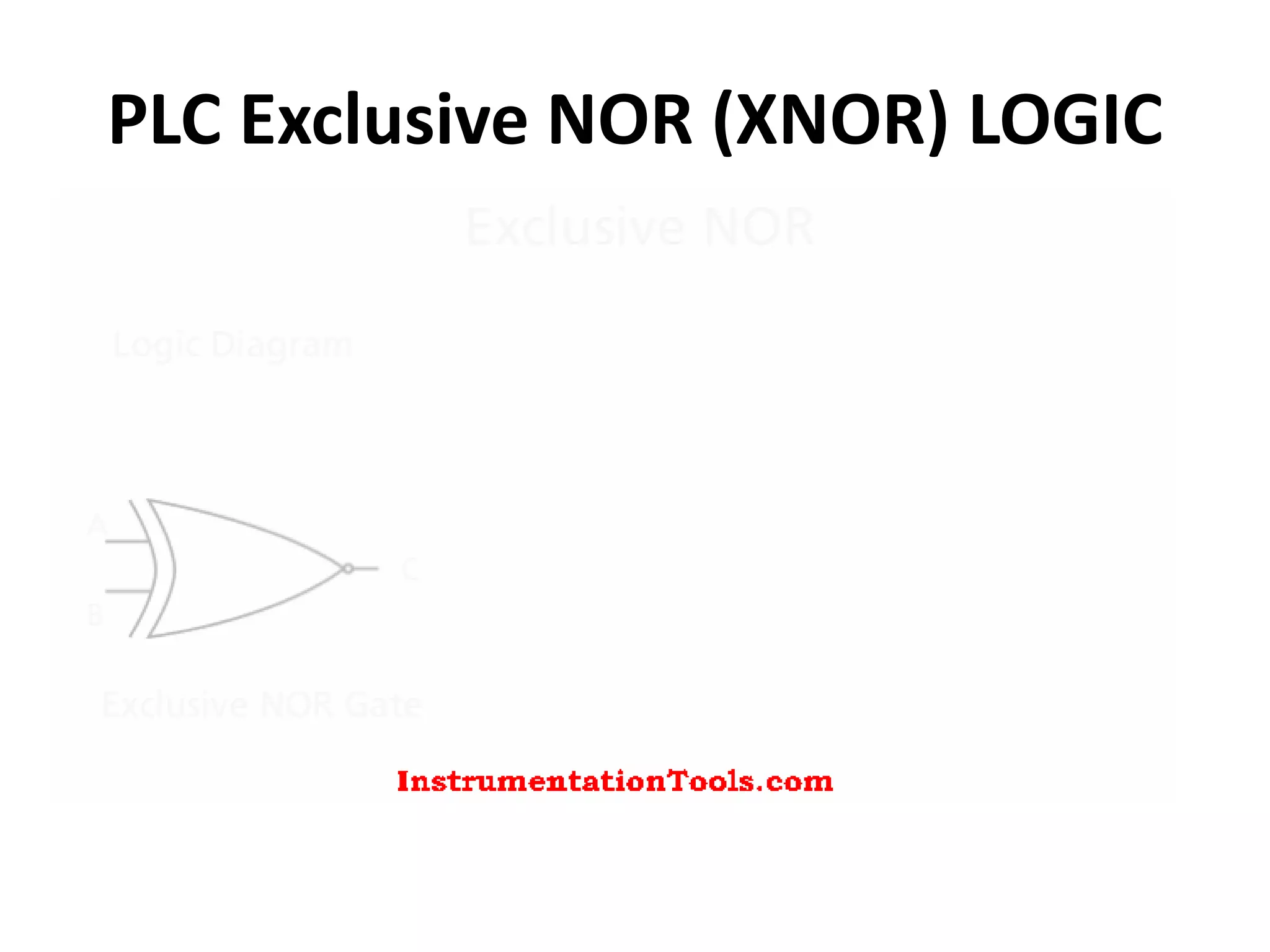PLC Exclusive NOR (XNOR) LOGIC
 
