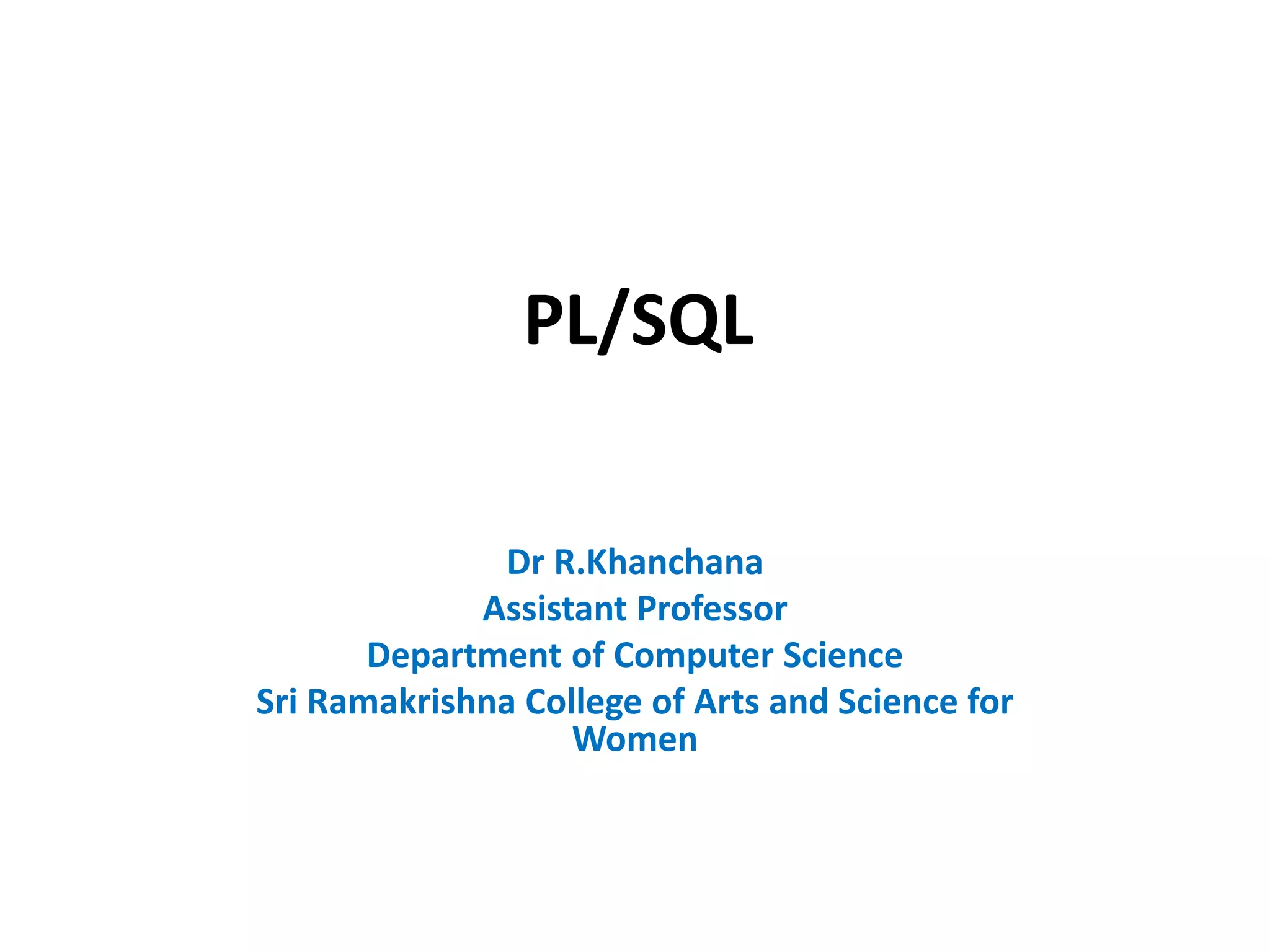 Unit 4 plsql | PPT
